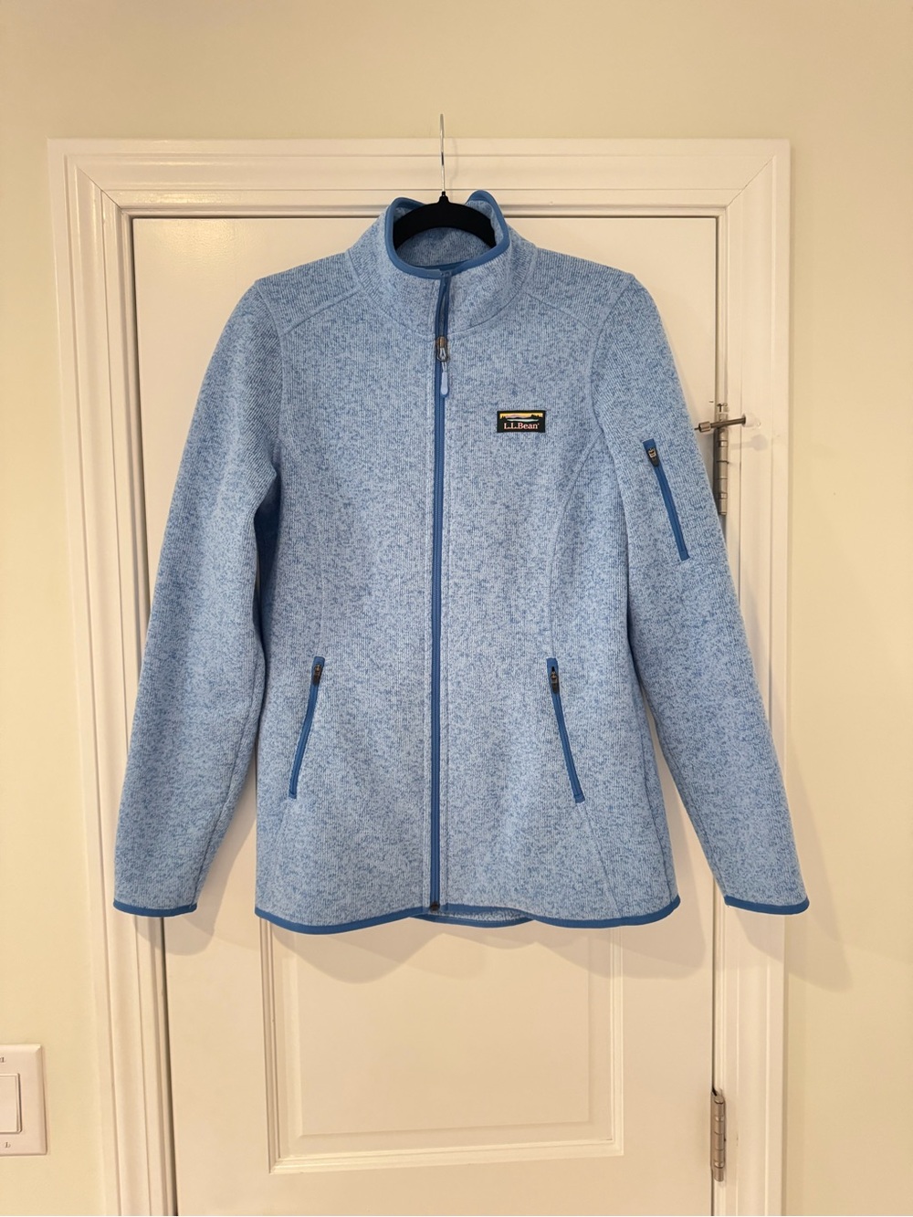 L.L. Bean Women's Light Blue Full-Zip Sweater Fleece Jacket, Small Tall